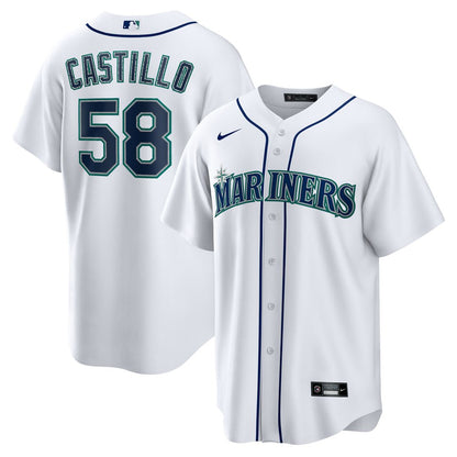 Seattle Mariners Luis Castillo Nike Home Replica Jersey - White MLB Team Jersey Baseball Fan Apparel