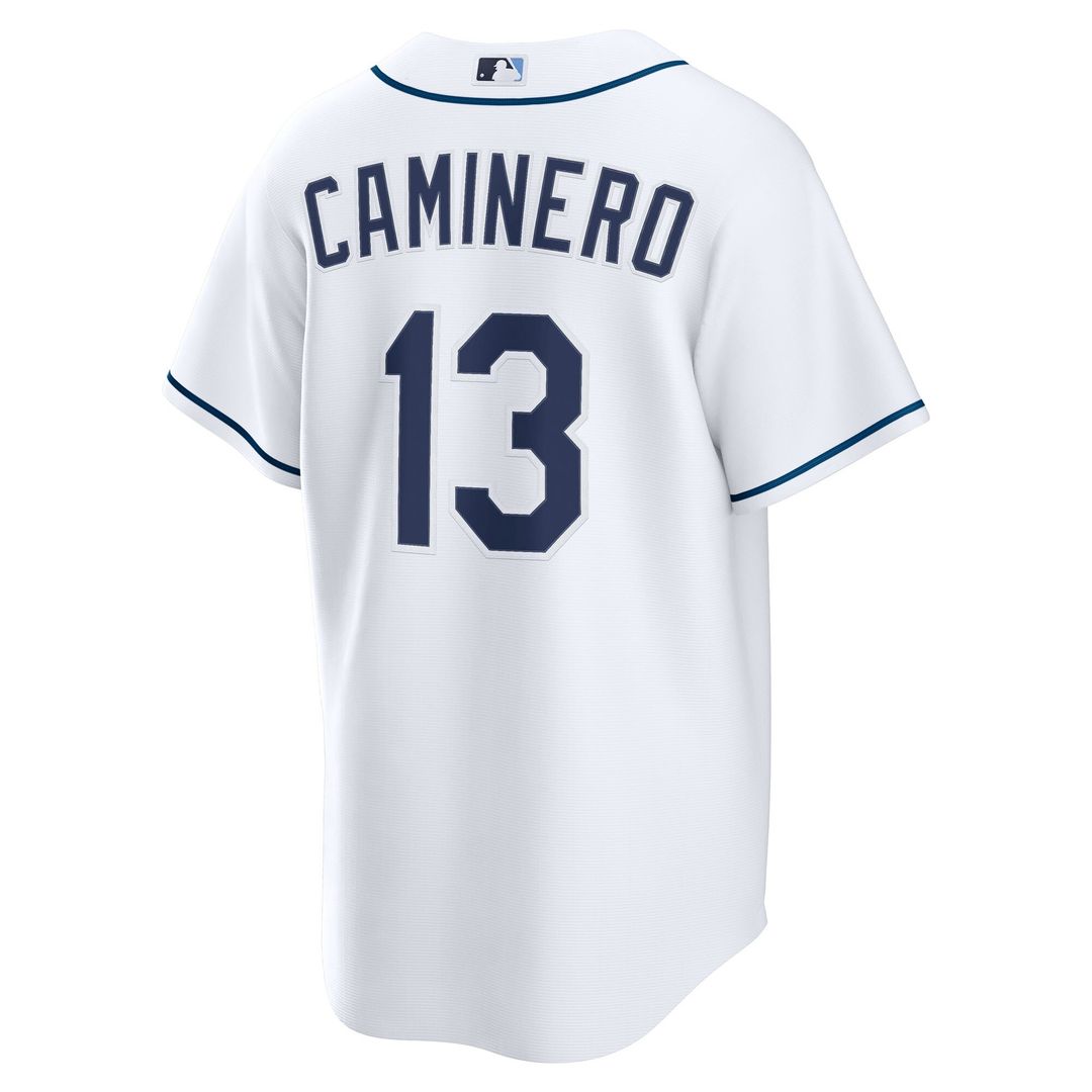 Tampa Bay Rays Junior Caminero Nike Home Replica Jersey - White MLB Team Jersey Baseball Fan Apparel