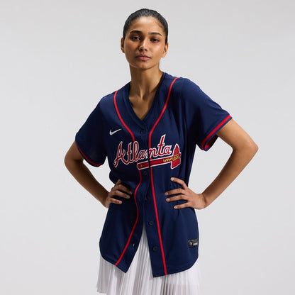 Atlanta Braves Ronald Acuña Jr. Nike Women's Alternate Limited Player Jersey - Navy MLB Team Jersey Baseball Fan Apparel
