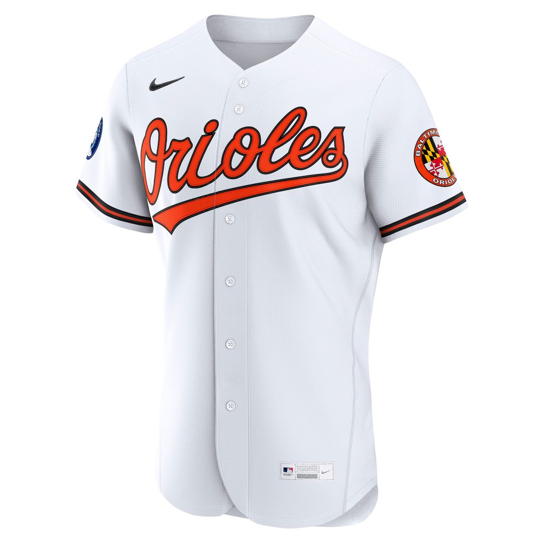 Baltimore Orioles Nike Home Sponsor Patch Authentic Jersey - White MLB Team Jersey Baseball Fan Apparel