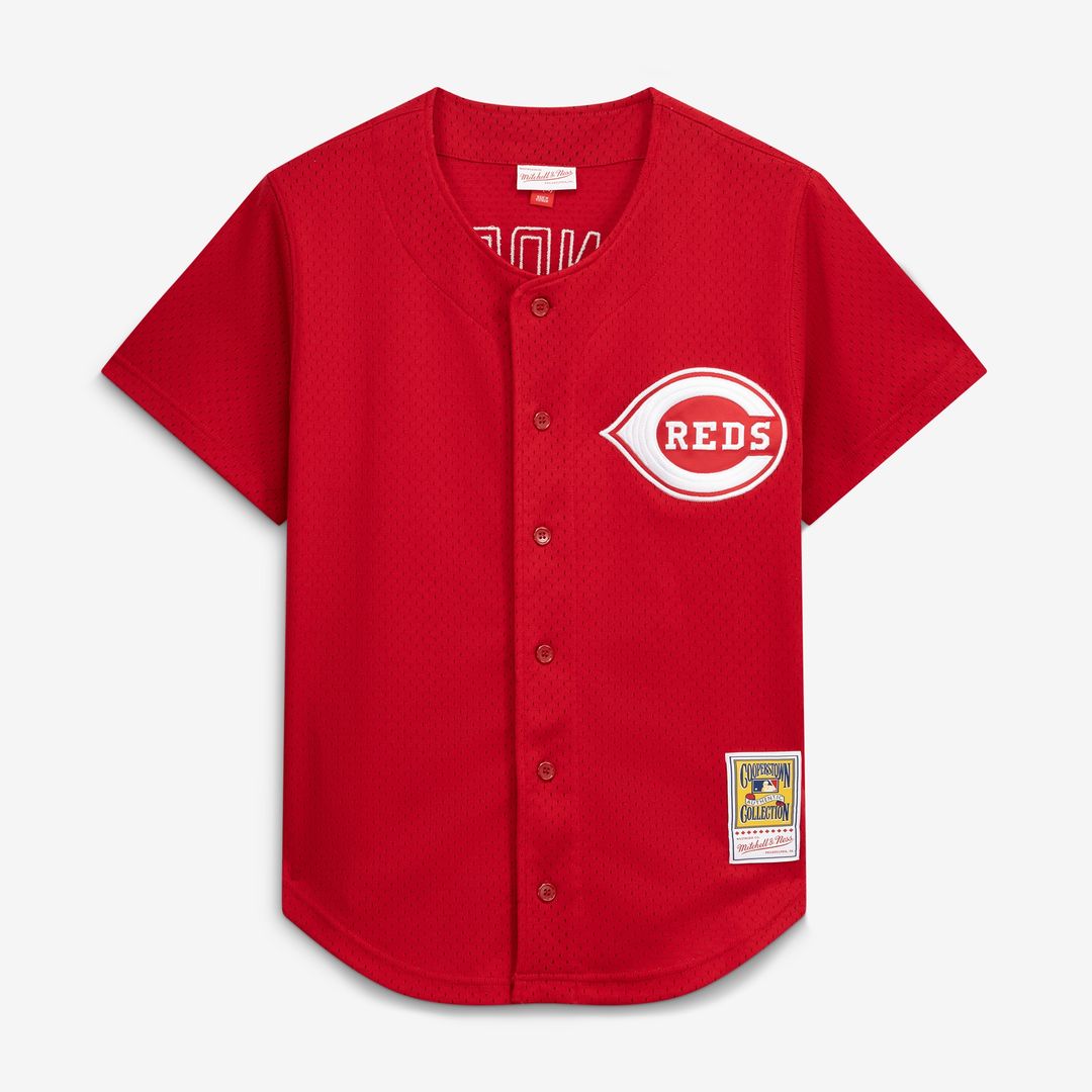 Cincinnati Reds Deion Sanders Mitchell & Ness Cooperstown Mesh Batting Practice Button - Up Jersey - Red MLB Team Jersey Baseball Fan Apparel