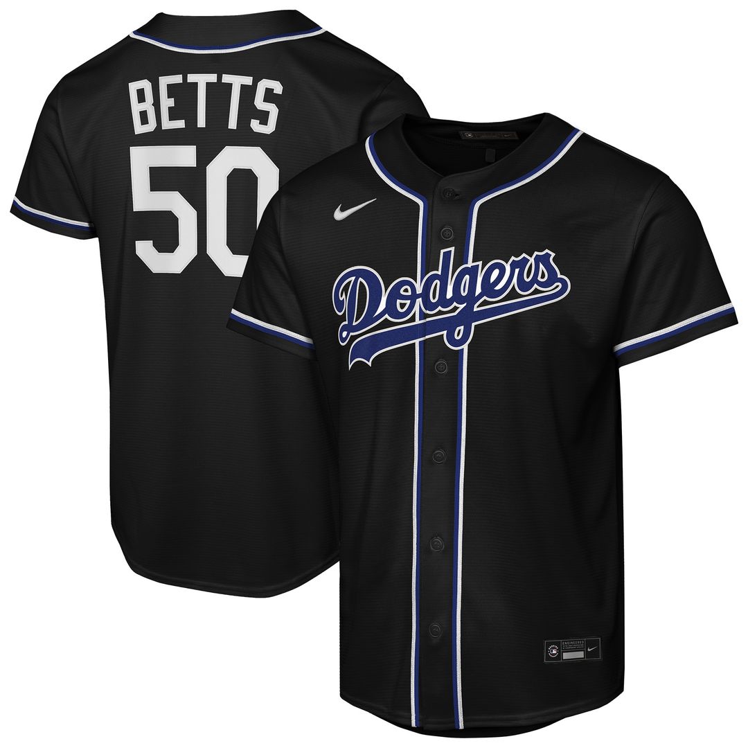 Los Angeles Dodgers Mookie Betts Nike Youth Fashion Replica Player Jersey - Black MLB Team Jersey Baseball Fan Apparel