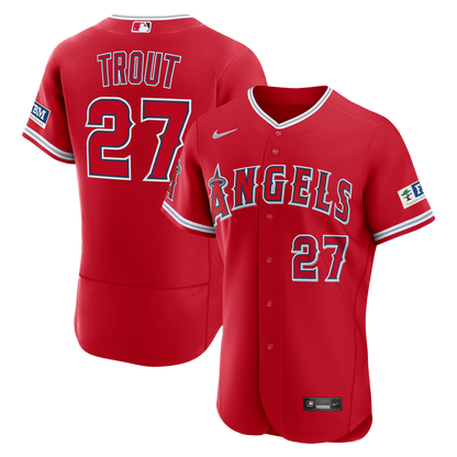 Los Angeles Angels Mike Trout Nike Alternate Authentic Sponsor Patch Jersey - Red MLB Team Jersey Baseball Fan Apparel