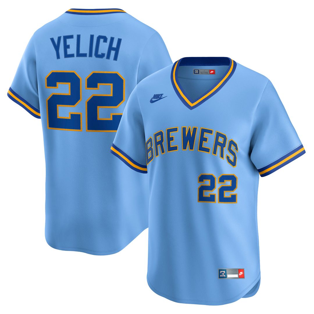 Milwaukee Brewers Christian Yelich Nike Cooperstown Limited Jersey - Powder Blue MLB Team Jersey Baseball Fan Apparel