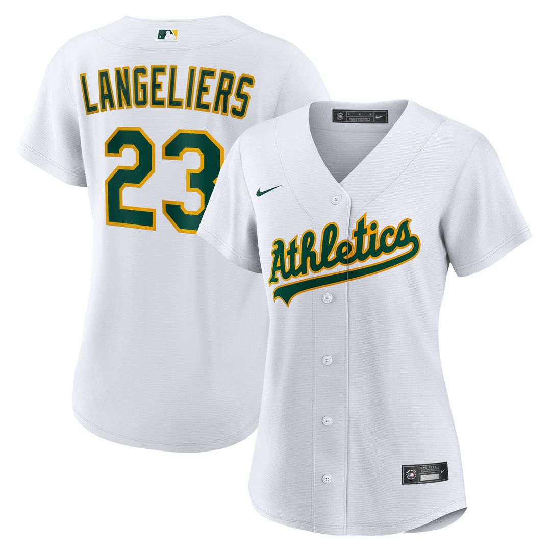 Athletics Shea Langeliers Nike Women's Home Replica Jersey - White MLB Team Jersey Baseball Fan Apparel