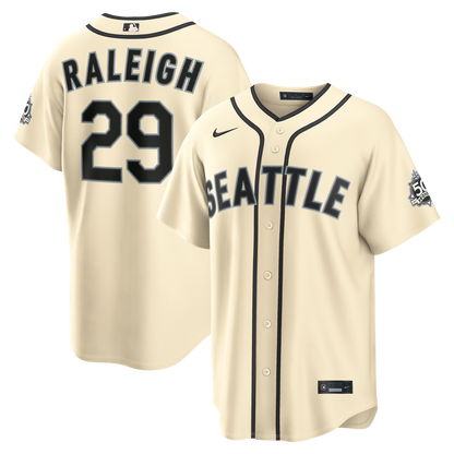Seattle Mariners Cal Raleigh Nike Alternate 50th Season Patch Stadium Jersey - Teal MLB Team Jersey Baseball Fan Apparel