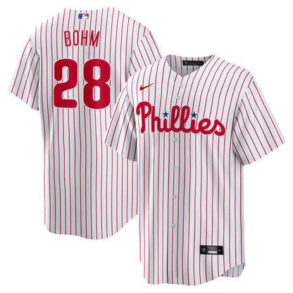 Philadelphia Phillies Alec Bohm Nike Home Replica Jersey - White MLB Team Jersey Baseball Fan Apparel
