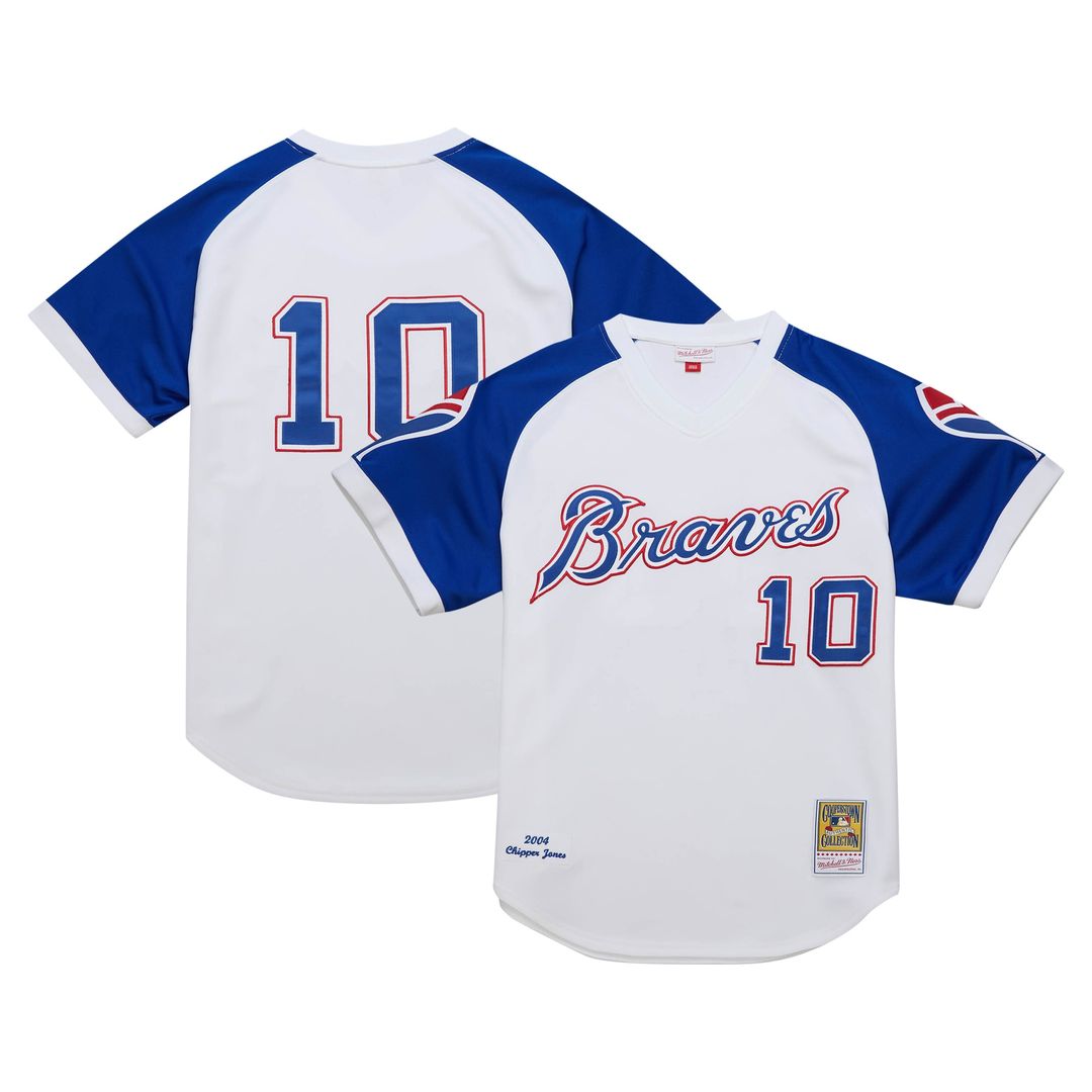 Atlanta Braves Chipper Jones Mitchell & Ness 2004 Cooperstown Authentic Throwback Jersey - White MLB Team Jersey Baseball Fan Apparel