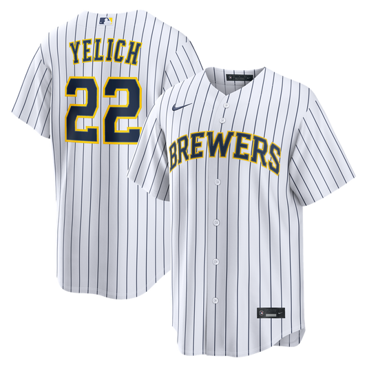 Milwaukee Brewers Christian Yelich Nike Alternate Replica Jersey - White MLB Team Jersey Baseball Fan Apparel