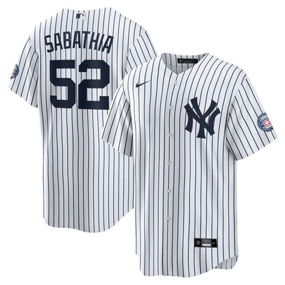 New York Yankees CC Sabathia Nike 2025 Baseball Hall of Fame Name & Number Retired Replica Jersey - White MLB Team Jersey Baseball Fan Apparel