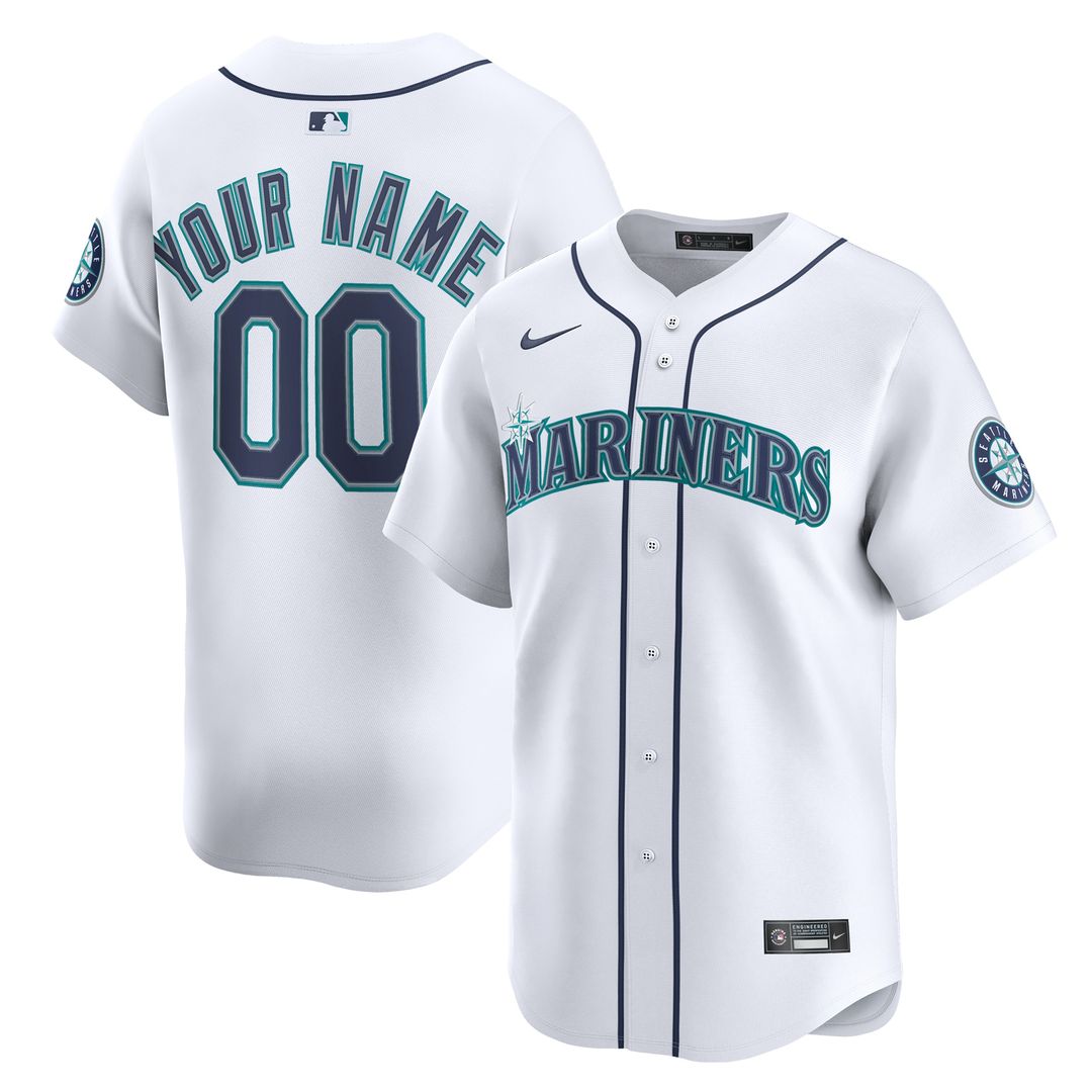 Seattle Mariners Nike Home Limited Custom Jersey - White MLB Team Jersey Baseball Fan Apparel