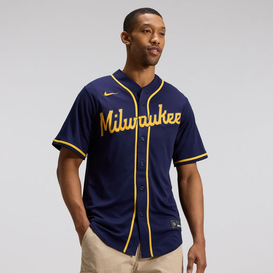 Milwaukee Brewers Nike Alternate Replica Team Jersey - Navy MLB Team Jersey Baseball Fan Apparel