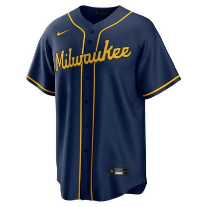 Milwaukee Brewers Nike Alternate Replica Team Jersey - Navy MLB Team Jersey Baseball Fan Apparel