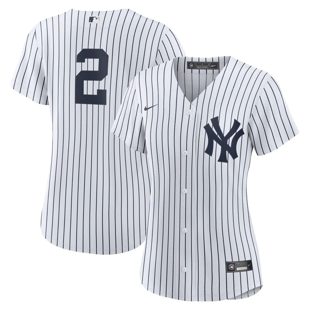 New York Yankees Derek Jeter Nike Women's Home Replica Player Jersey - White/Navy MLB Team Jersey Baseball Fan Apparel