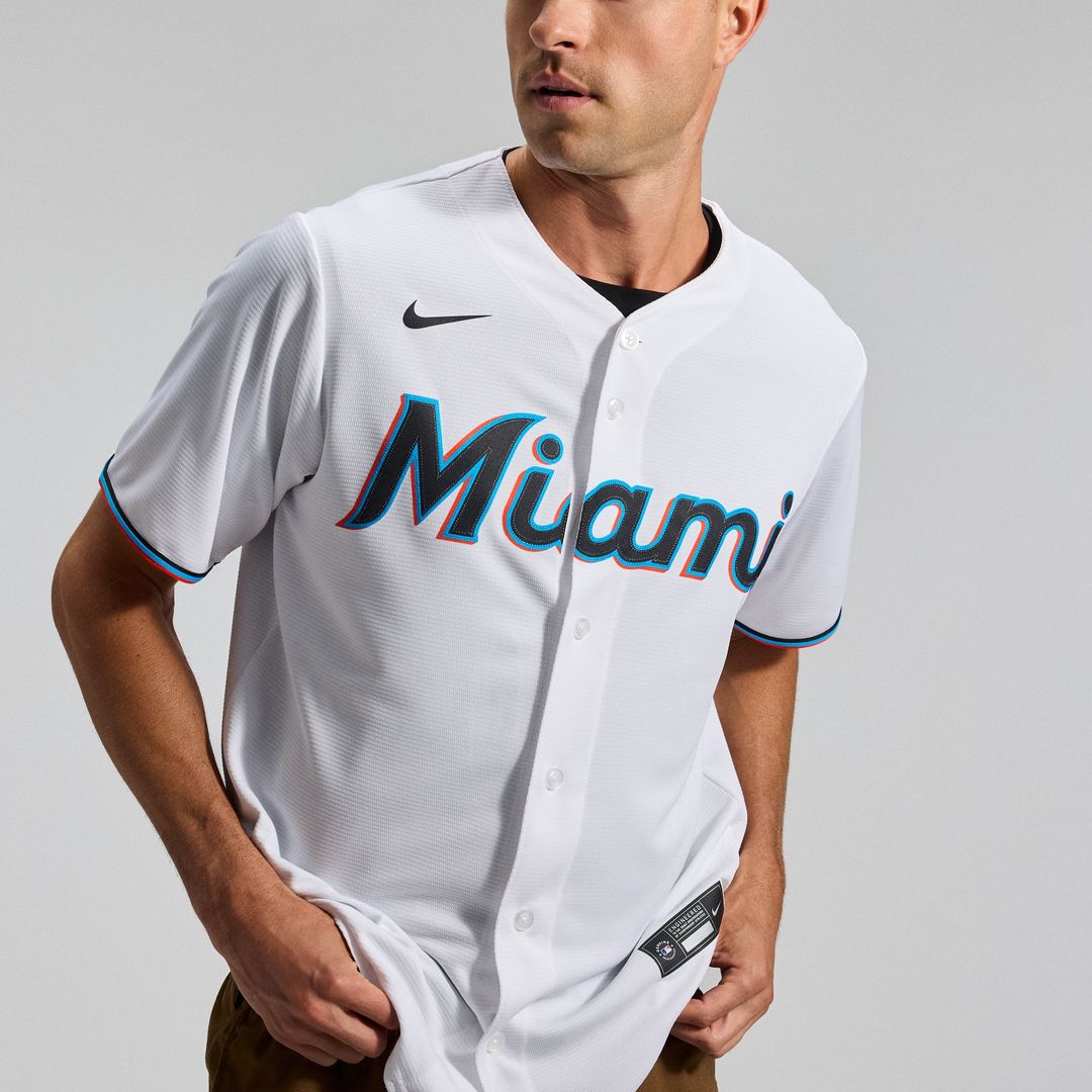 Miami Marlins Nike Home Replica Team Jersey - White MLB Team Jersey Baseball Fan Apparel