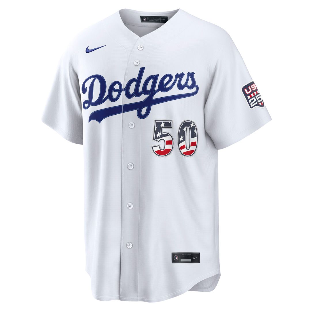Los Angeles Dodgers Mookie Betts Nike USA 250 Fourth of July Home Stadium Jersey - White MLB Team Jersey Baseball Fan Apparel