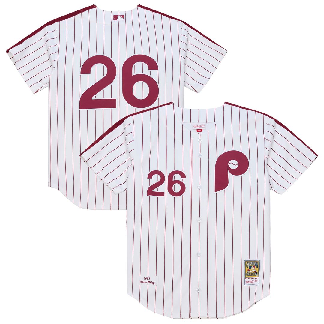Philadelphia Phillies Chase Utley Mitchell & Ness 2003 Cooperstown Authentic Jersey - White MLB Team Jersey Baseball Fan Apparel