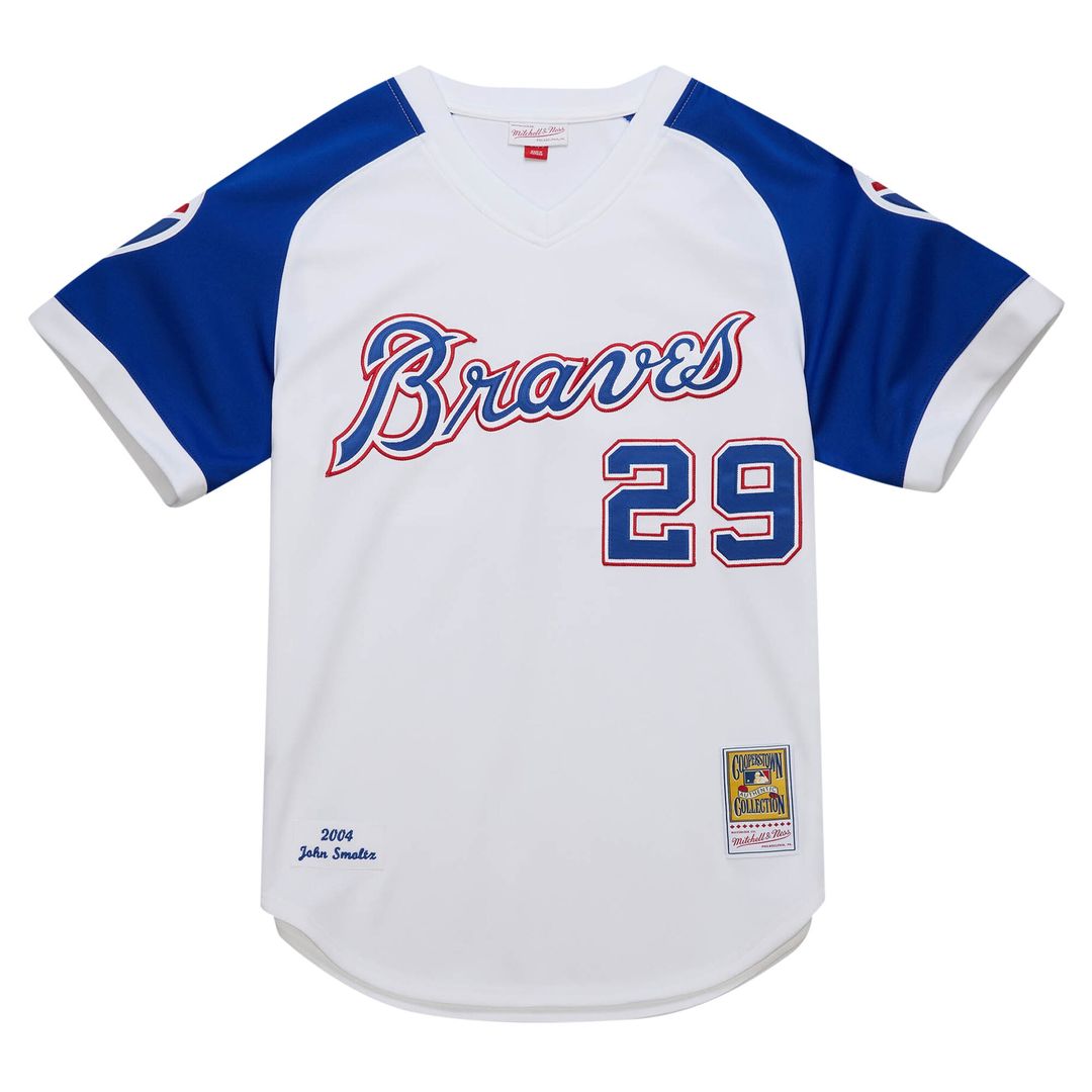 Atlanta Braves John Smoltz Mitchell & Ness 2004 Cooperstown Authentic Throwback Jersey - White MLB Team Jersey Baseball Fan Apparel