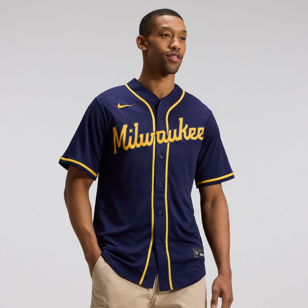 Milwaukee Brewers Nike Alternate Replica Team Jersey - Navy MLB Team Jersey Baseball Fan Apparel