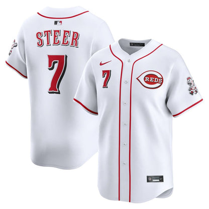 Cincinnati Reds Spencer Steer Nike Home Limited Player Jersey - White MLB Team Jersey Baseball Fan Apparel