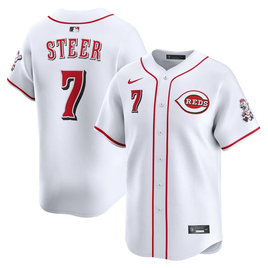 Cincinnati Reds Spencer Steer Nike Home Limited Player Jersey - White MLB Team Jersey Baseball Fan Apparel