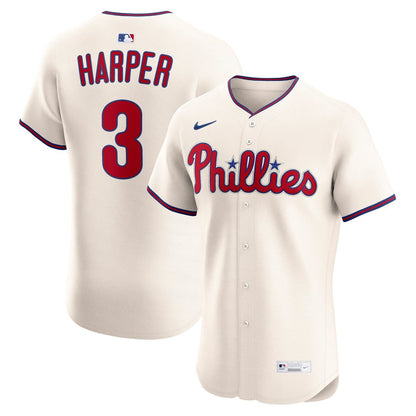 Philadelphia Phillies Bryce Harper Nike Alternate 2 Elite Jersey - Cream MLB Team Jersey Baseball Fan Apparel