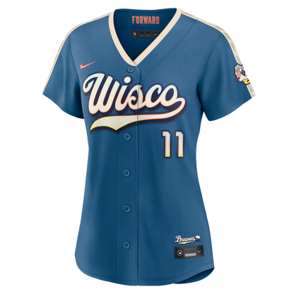 Milwaukee Brewers Jackson Chourio Nike Women's 2026 City Connect Stadium Jersey - Mineral Blue MLB Team Jersey Baseball Fan Apparel