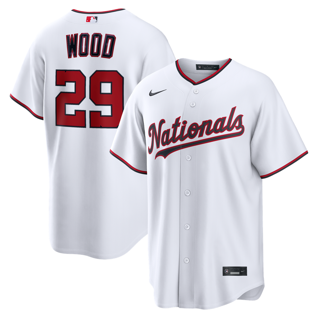 Washington Nationals James Wood Nike Home Replica Jersey - White MLB Team Jersey Baseball Fan Apparel