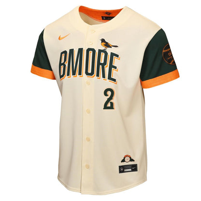 Baltimore Orioles Gunnar Henderson Nike Youth 2026 City Connect Stadium Jersey - Cream MLB Team Jersey Baseball Fan Apparel