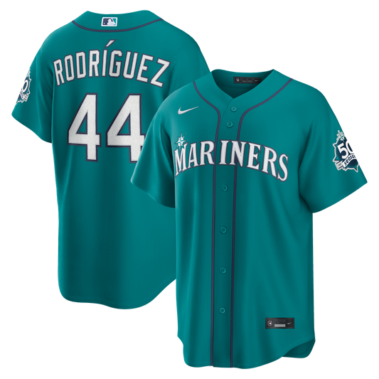 Seattle Mariners Julio Rodríguez Nike Alternate Stadium 50th Season Patch Jersey - Teal MLB Team Jersey Baseball Fan Apparel