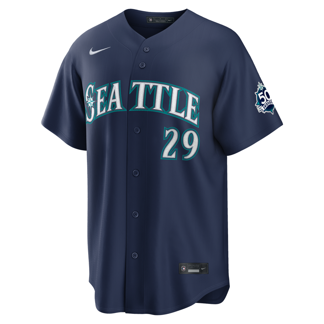 Seattle Mariners Cal Raleigh Nike Home Stadium 50th Season Patch Jersey - White MLB Team Jersey Baseball Fan Apparel