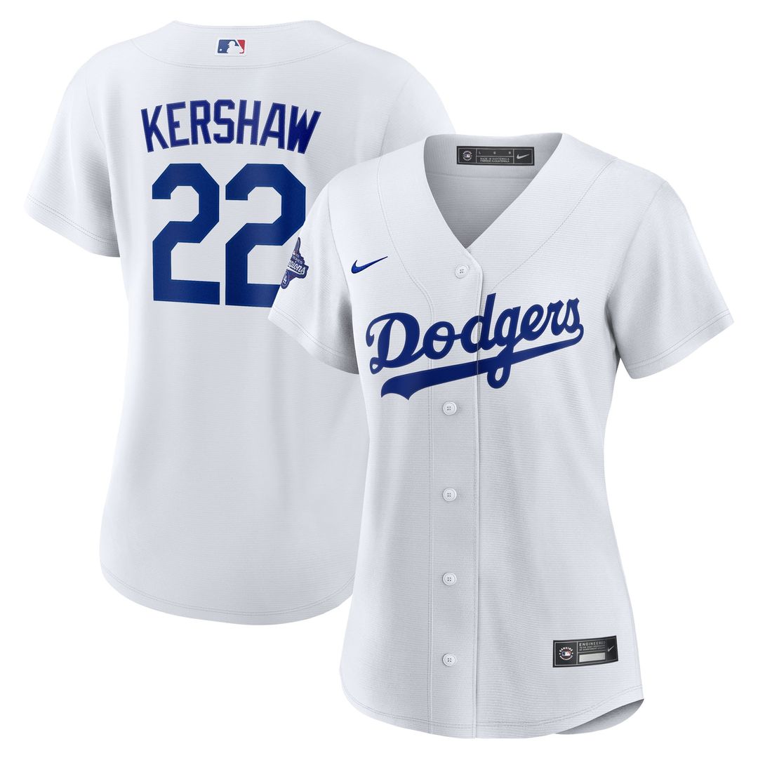 Los Angeles Dodgers Clayton Kershaw Nike Women's Home 2025 World Series Champions Replica Jersey - White MLB Team Jersey Baseball Fan Apparel