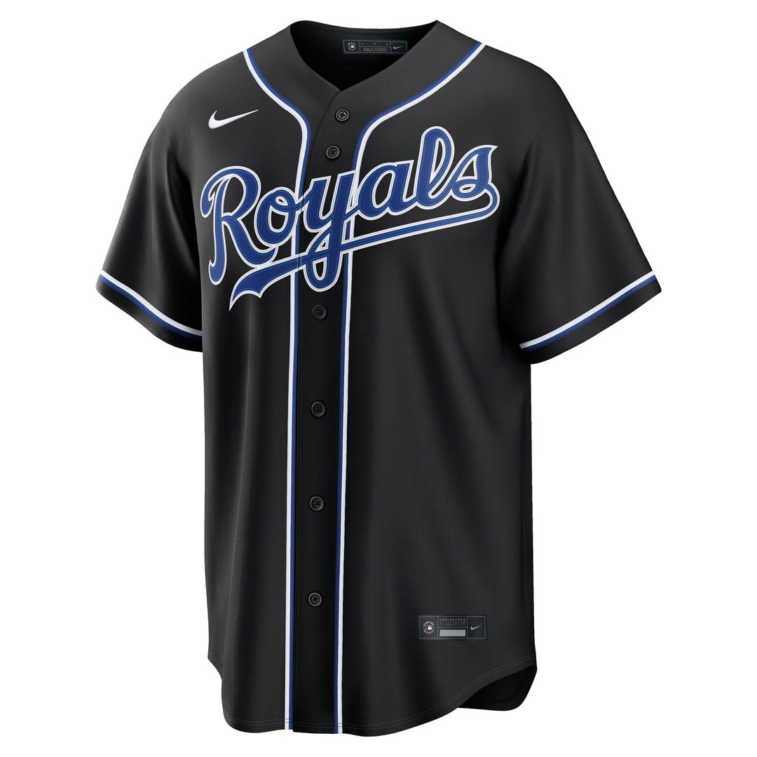 Kansas City Royals Nike Fashion Replica Black Out Jersey MLB Team Jersey Baseball Fan Apparel