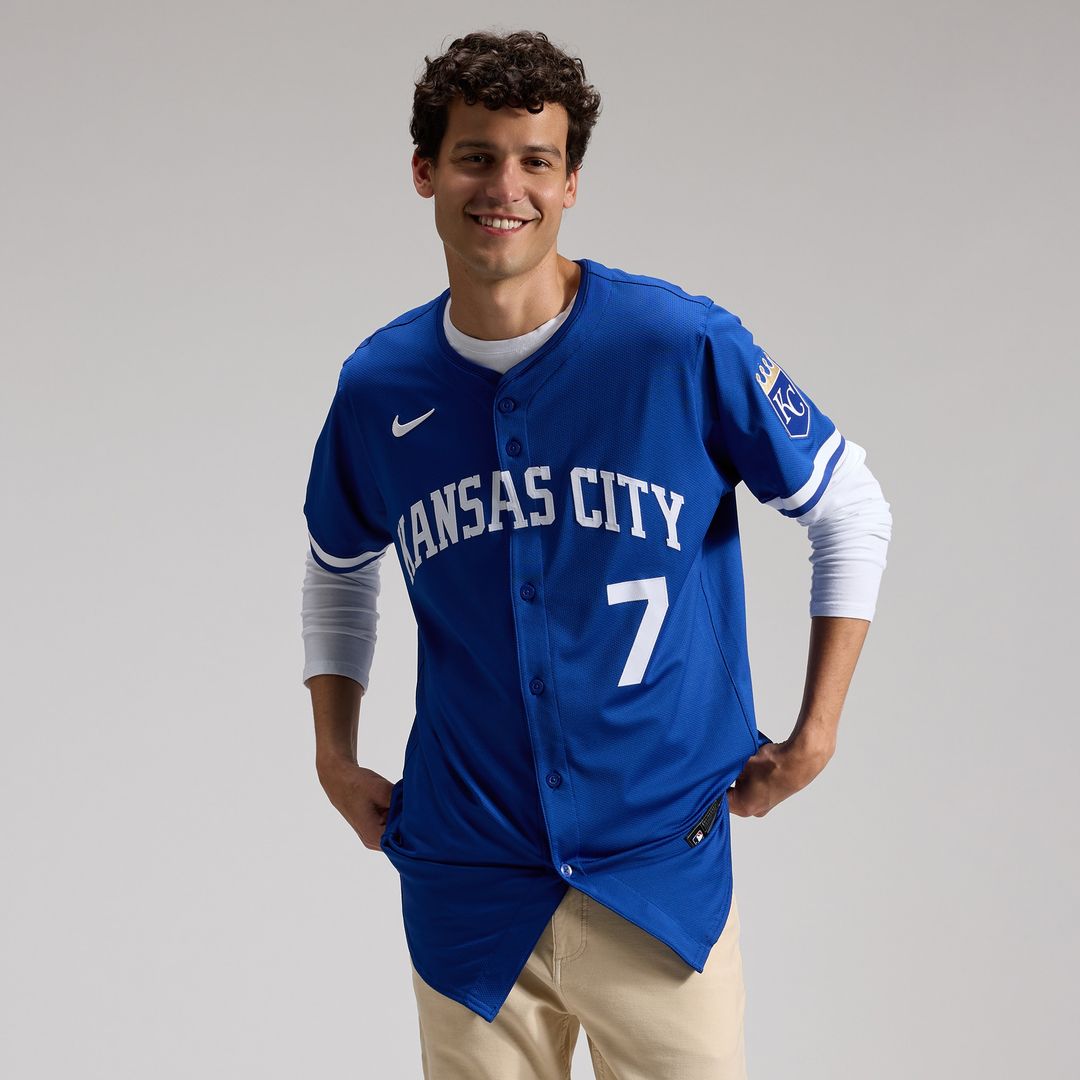 Kansas City Royals Bobby Witt Jr. Nike Alternate 2 Elite Player Jersey - Royal MLB Team Jersey Baseball Fan Apparel