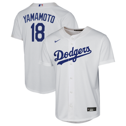 Los Angeles Dodgers Yoshinobu Yamamoto Nike Youth Home Baseline Jersey - White MLB Team Jersey Baseball Fan Apparel